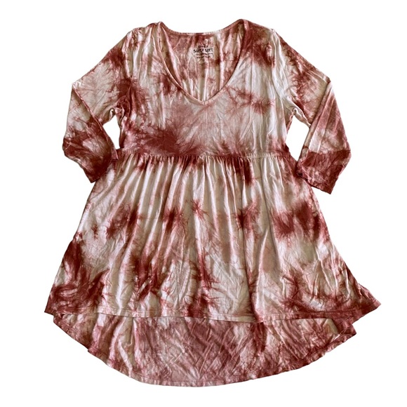 Torrid Super Soft Knits Tie Dye 3/4 Sleeves High & Low Dress Size Large - Picture 3 of 14
